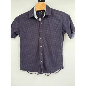 Buttercloth Shirt Mens XL Purple Geometric Button Up‎ Short Sleeve